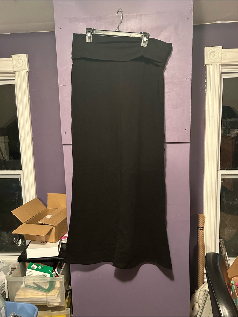 Comfrt black fold over yoga pants wide flare size 2XL
